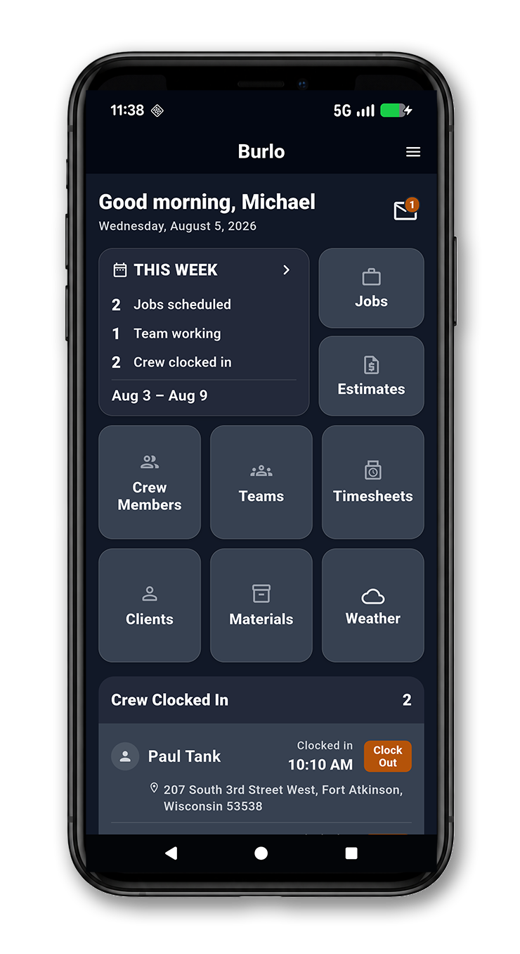 Smartphone showing the Burlo mobile app